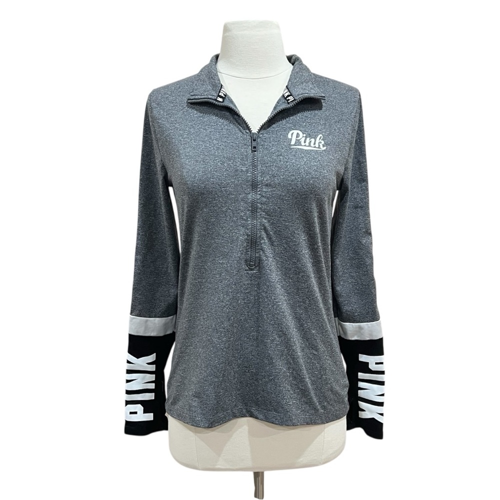Victoria's Secret PINK Heather Grey Ultimate 1/2 Zip Pullover Size Small